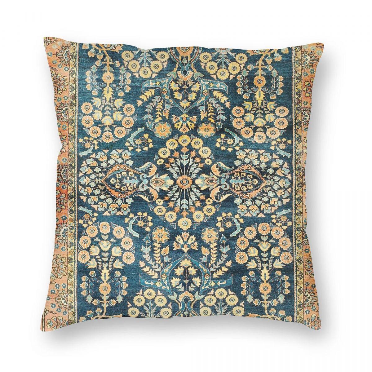 Sarouk Antique West Persian Rug Pillowcase Polyester Linen Velvet Printed Zip Decorative Car Cushion Case Wholesale 30x30cm