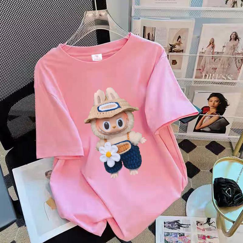 COD Labubu T Shirt Women Lengan Pendek Labubu Men Unisex Adult Korean Style Crew Neck Tshirt