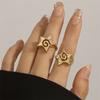 2Pcs Vintage Punk Irregular Hollow Star Rings for Women Men Gothic Adjustable Opening Couple Rings Y2K Wedding Jewelry Gifts