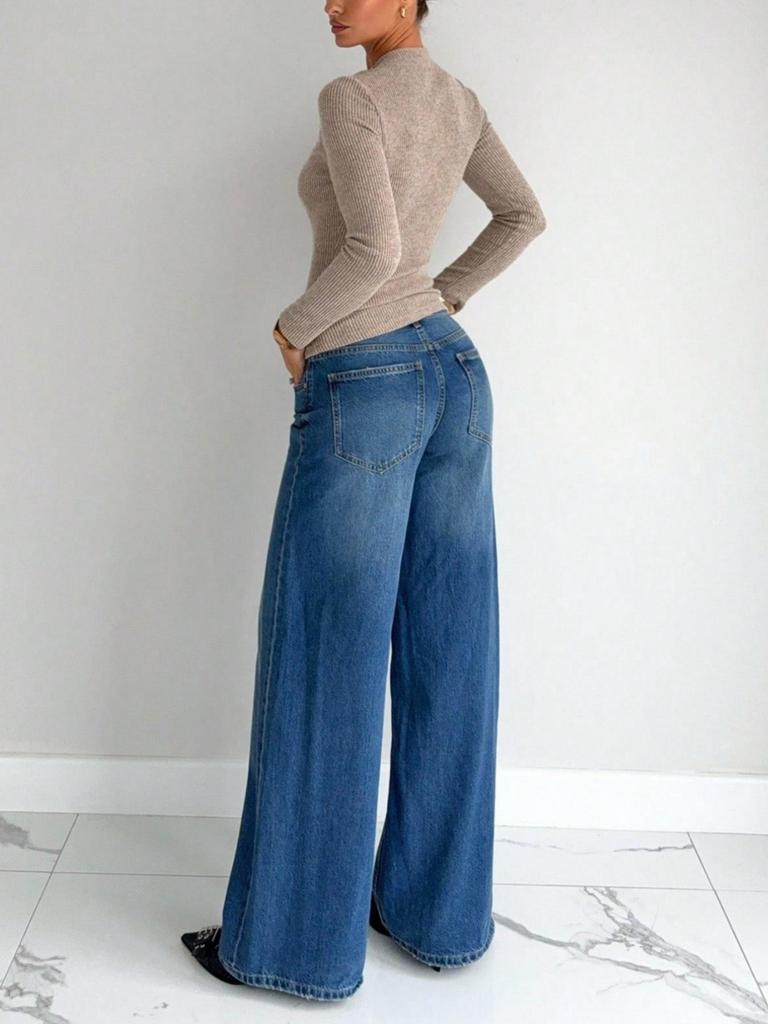 Women's Long-Sleeve Asymmetrical Draped T-Shirt with Metal Buckle for Autumn/Winter