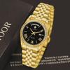 Goldene Uhren Herren Luxus Edelstahl Mit Kalender Wasserdicht Männliche Uhr Woche Quarz Armbanduhr