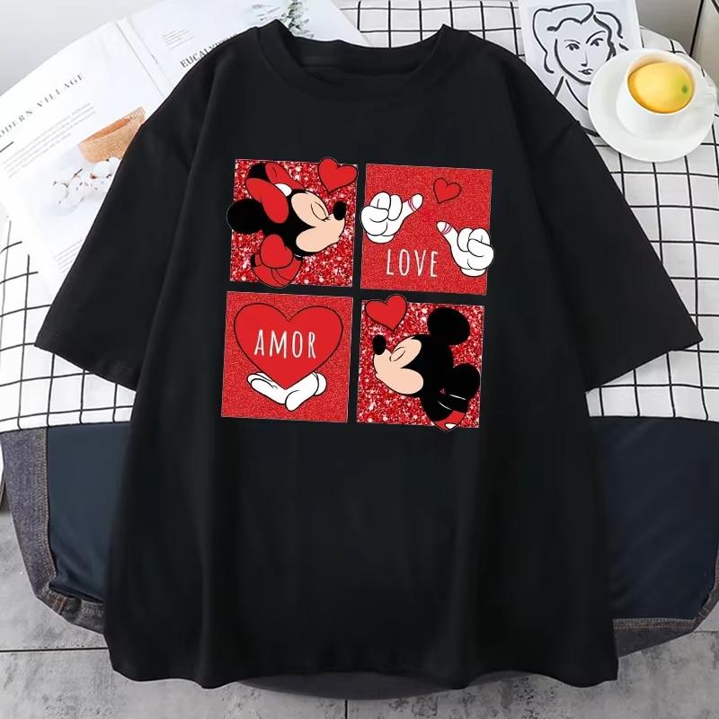 And Cartoon Print Tshirt Women Casual Round Neck Short Sleeves T Shirt FeUnisex Summer Casual Clothing Top Tee