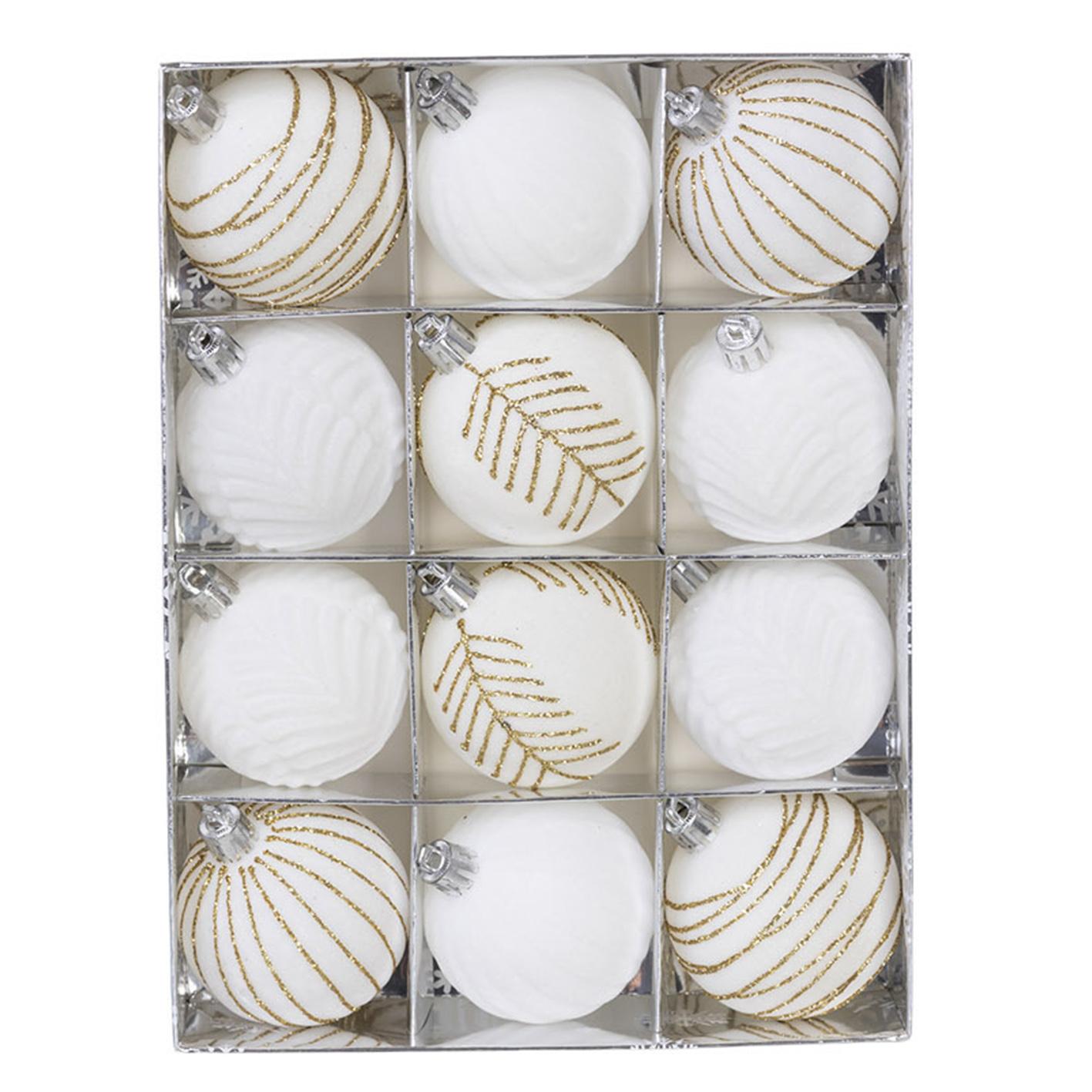 

12PCS Christmas Decorations 6cm Boxed Electroplated Flocked Christmas Ball Set Christmas Tree Pendants A