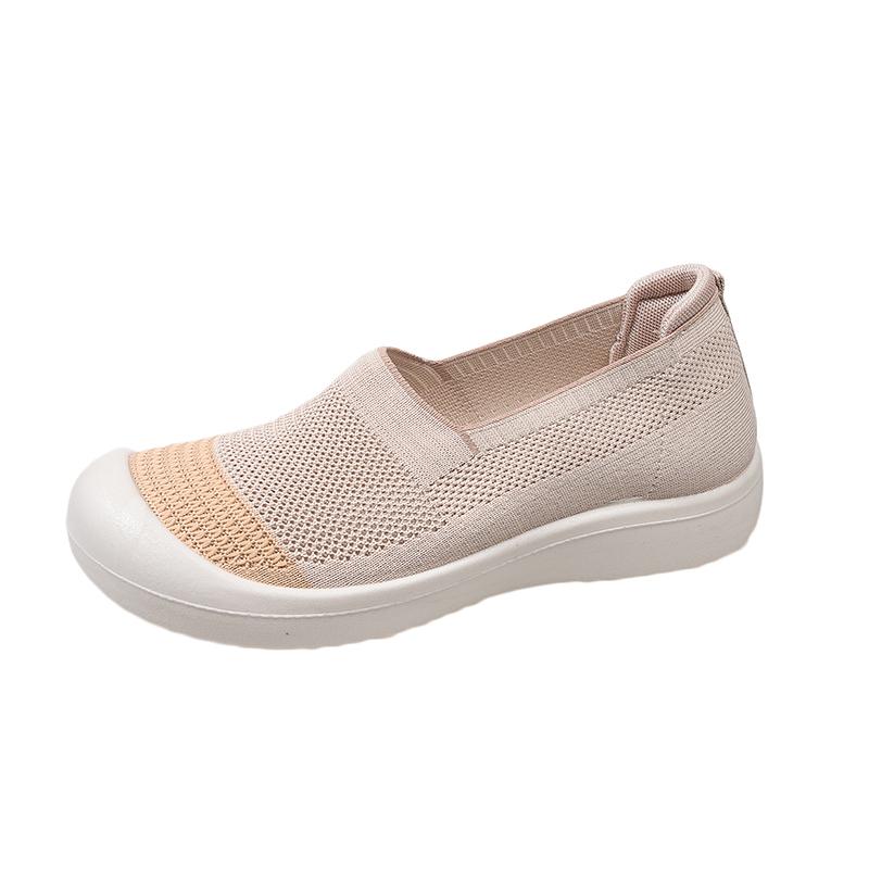 Fashion New Summer Cloth Shoes Breathable Flying Weave Mesh Surface Shallow Mouth Soft Sole Non-slip Slip-on Casual Shoes