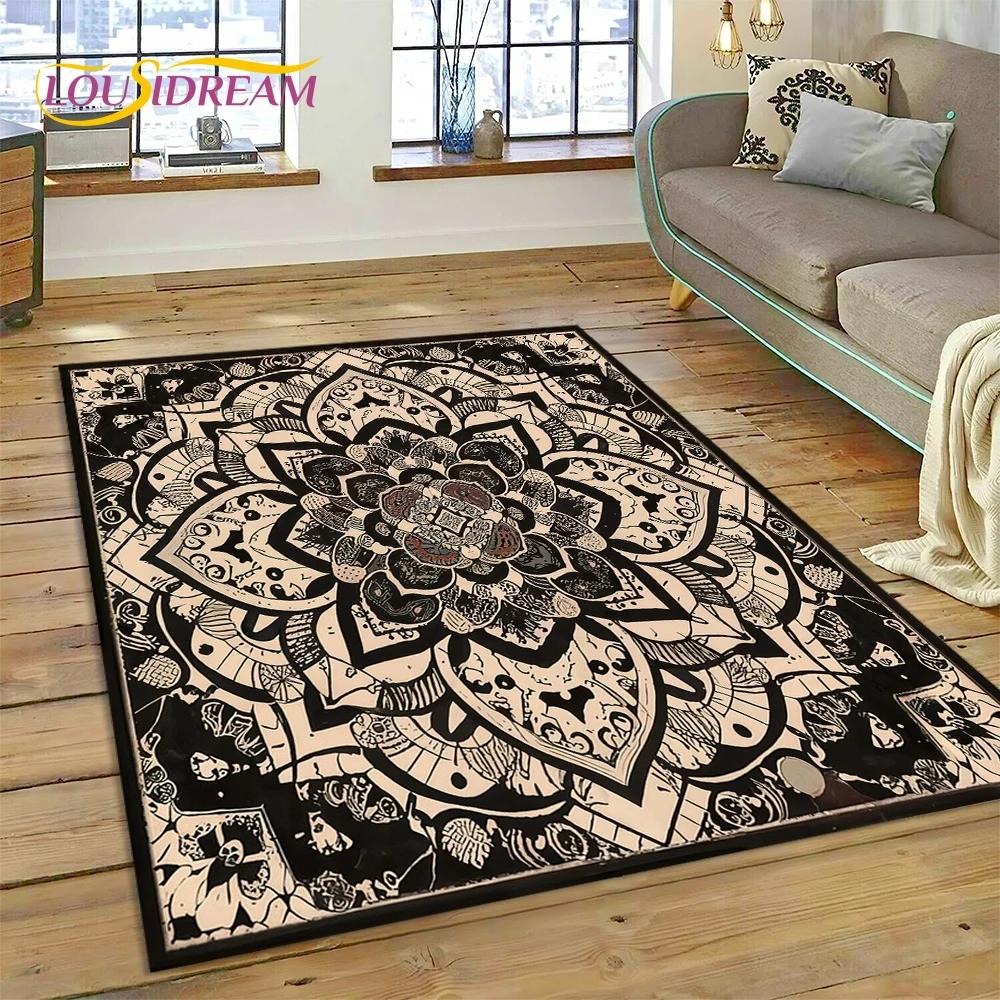 3D Turkey Persian Bohemian Mandala Flower Koberec do ložnice Obývací pokoj Domácí Dekorace na pohovku,Děti Large Decor Floor Mat