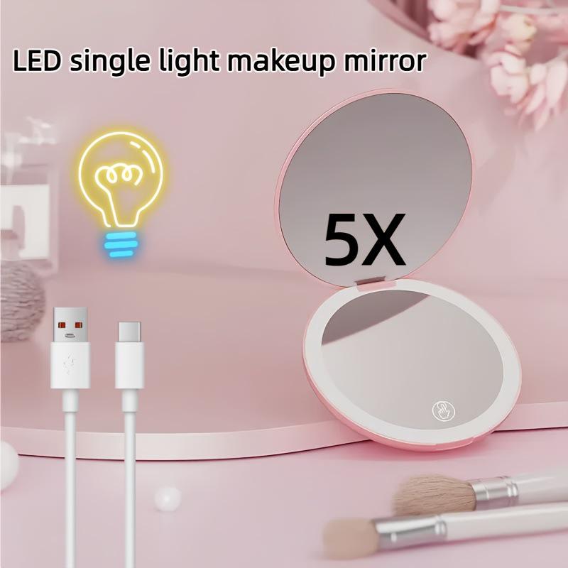 Foldable LED Magnifying Makeup Mirror - 2x, 5x, 10x