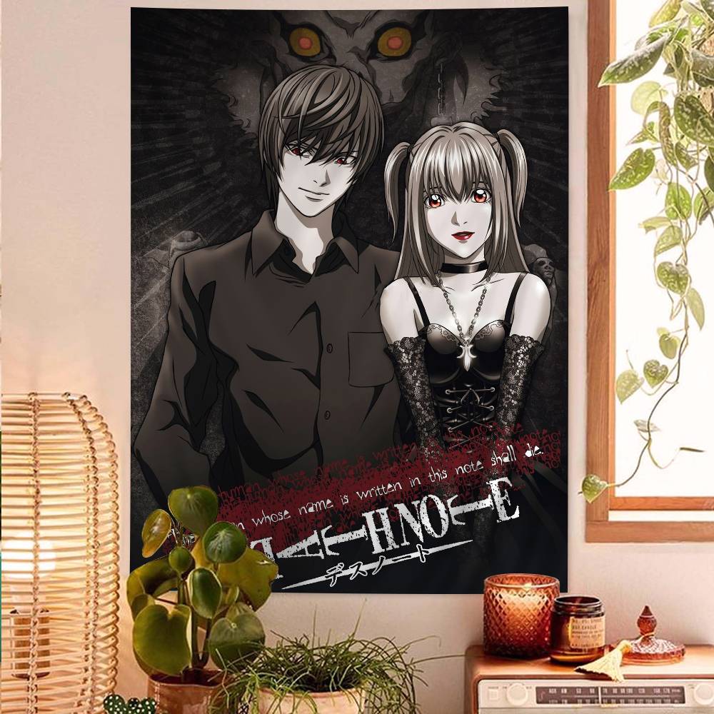 Death Note Full Character Collage Wall Tapestry  Light Yagami Art Edgy Room Decor for Psychological Thriller  Anime Fans