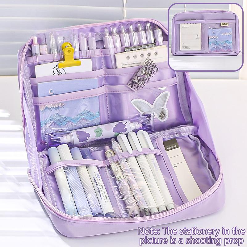 

12 слоев большой емкости пенал красивый многофункциональный класс хранения канцелярских принадлежностей сумка для хранения 1 шт фиолетовый