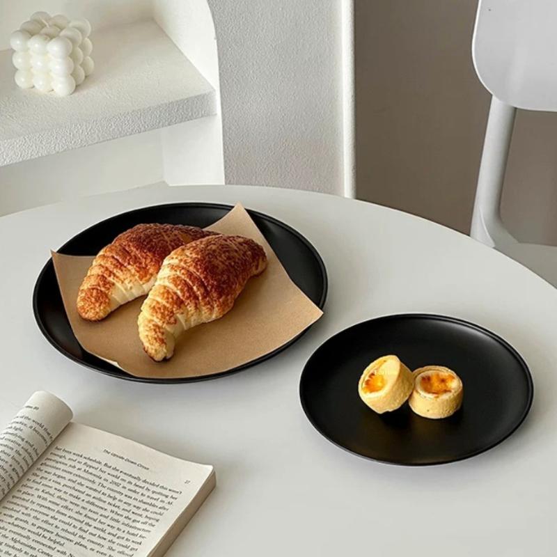 Farfurie de Desert Neagră High-End, Tavă de Expunere Bijuterii din Oțel Inoxidabil Pentru Servirea Prăjiturilor la Ceaiul de După-Amiază, Platou cu Fructe pentru Living