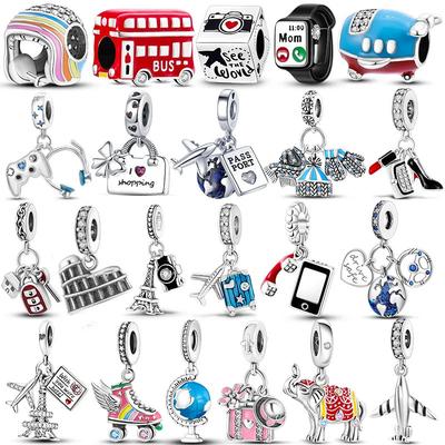 Γούρια Ασήμι 925 Χαλκός Ταξίδι Κρεμαστό Γούρι Πύργος του Άιφελ Χάντρες Ταιριάζουν Βραχιόλι με Γούρια Πρωτότυπα Κοσμήματα