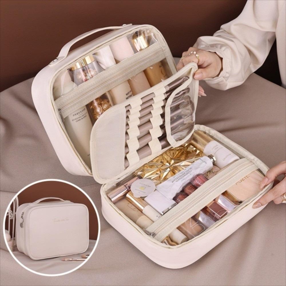 Luxury Double Layer Cosmetic Bag Zipper Portable Toiletry Bag Make Up Storage Organizer Travel