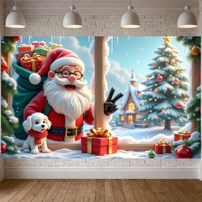 Banner de Feriado Tema Festivo Banner de Inverno Banner de Natal Padrão de Papai Noel Para Fundo de Foto Evento de Natal Festa de Natal