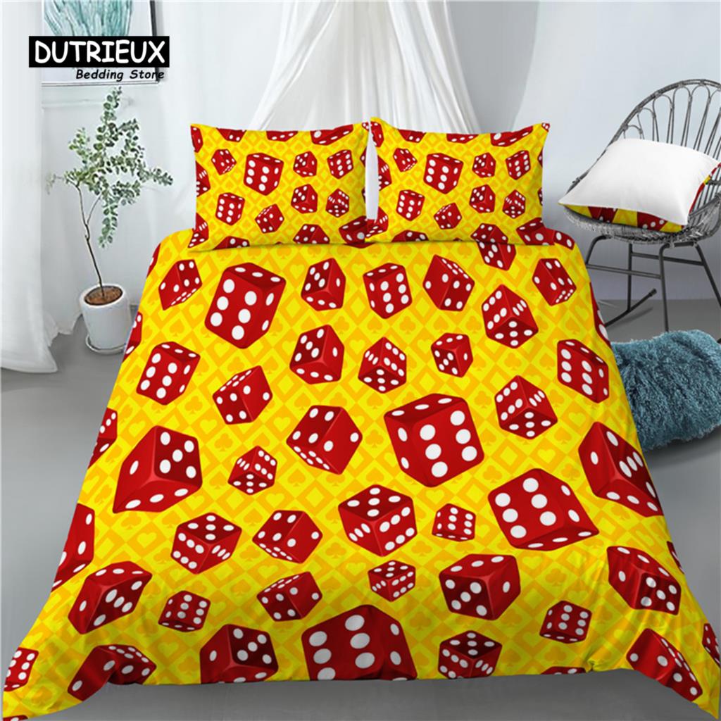 

Luxury 3D Dice Print Home Living 2/3Pcs Comfortable Duvet Cover Set PillowCase Kids Bedding Set Queen and King EU/US/AU Size EU single(135x200cm)