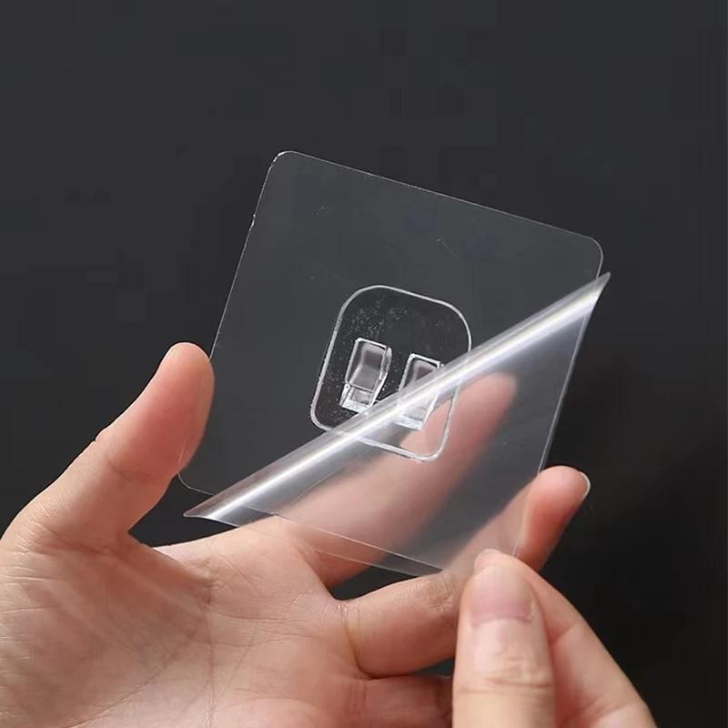 500PCS Transparent Hanging Shelf Hooks Wall Storage Rack Fixing Patch Strong Self-Adhesive Snap For Kitchen Bathroom Gadgets