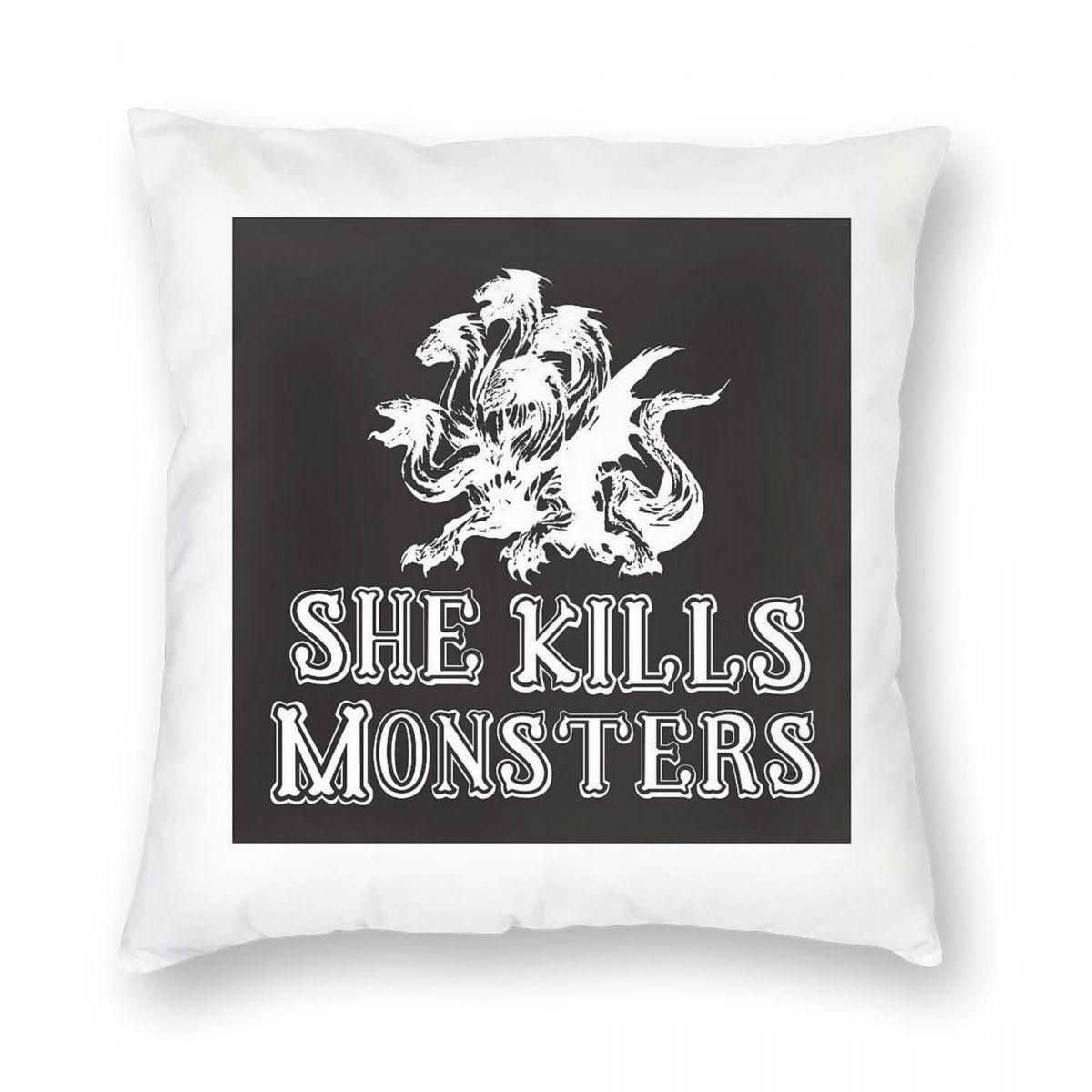 She Kills Monsters Dragon Square Pillowcase Polyester Linen Velvet Creative Zip Decor Home Cushion Cover 30x30cm