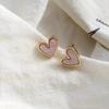 Vintage Heart Shaped Blue White Love Stud Earrings Female Temperament Niche Earrings Ins Retro Little Peach Heart Ear Jewelry