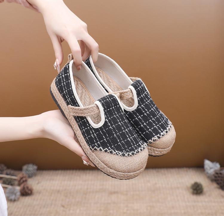 2024The New Breathable Cotton Linen Canvaswomen Shoes Cotton Linen Slippers Summer Fashion Women Shoes Sandals Zapatos De Mujer