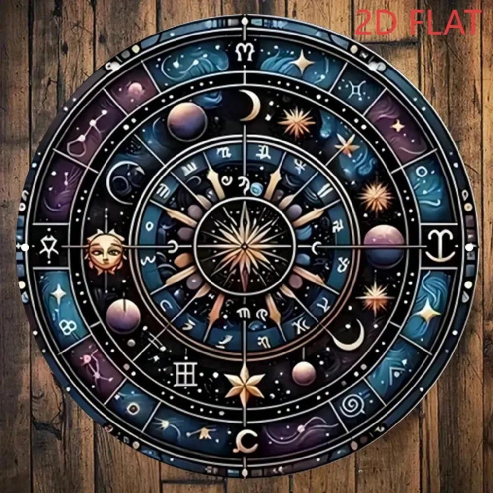 Retro Zodiac Astrology Tin Sign Wall Art 8x8 Inch Metal Decor Vintage Bar Home Gift