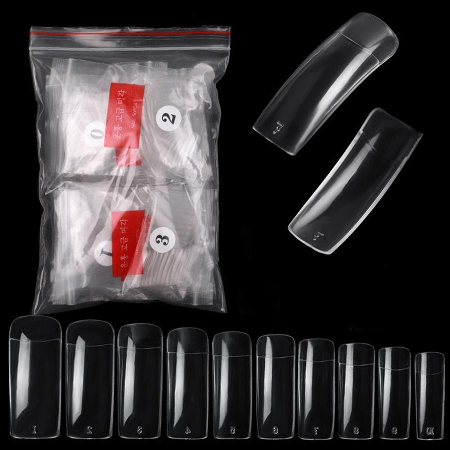 500Pcs Nail Tips, Half Cover & Full Cover False Nails, Natural Clear White Nails for Acrylic UV Gel Manicure Salon & Home Use