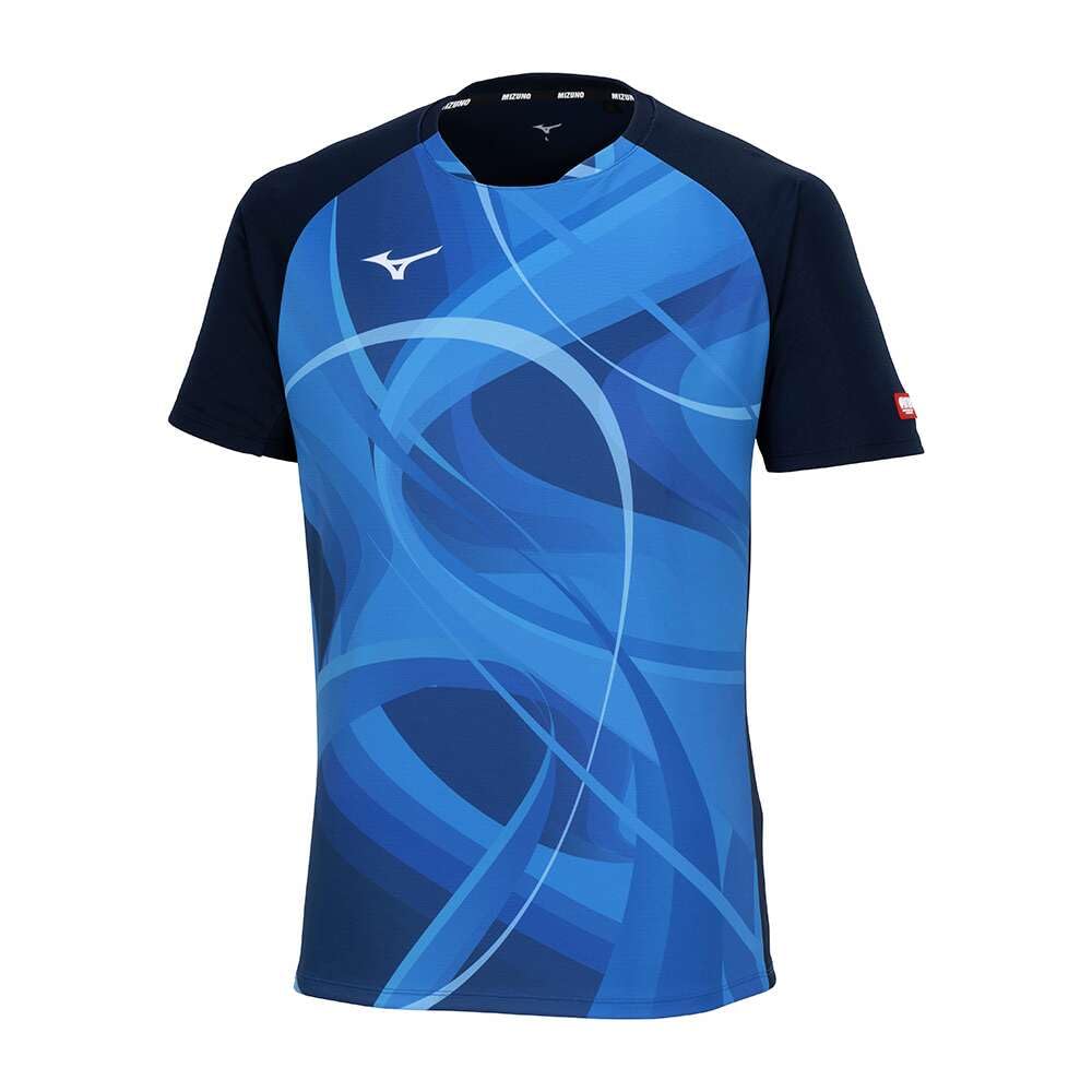 

Mizuno Table Tennis All Japan Design Game Short Blue Wear, Shirt, Sleeve, Unisex, 82JAB501, синий