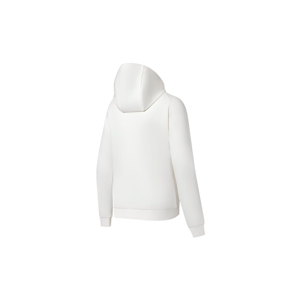 Li-Ning Fitness Series Solid Color Logo Print Hooded Long Sleeve Sweatshirt Women sweatshirt Off-White AWDS780-1