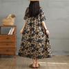 DIMANAF 2025 Women Plus Size Spring Summer Dress Casual Floral Dress Basic Vintage Loose Long Dress Maxi 9309