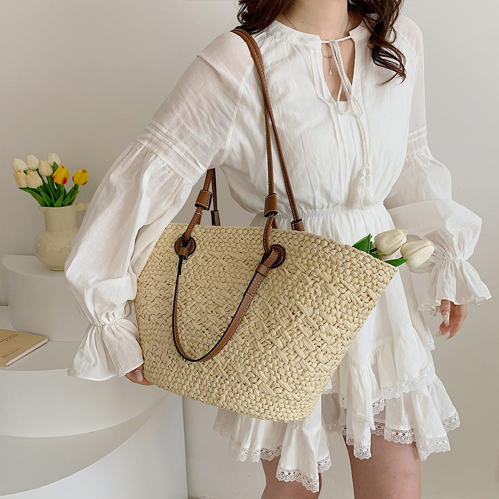 Straw Woven Tote Bags for Women Shoulder Raffia Bag 2025 Rattan Large Shopping Basket Beach Bag Luxury Crochet Handbag Tote Bag
