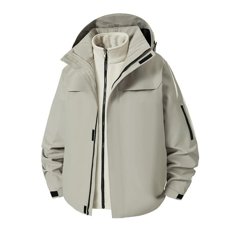 Men Women Winter 3-in-1 Waterproof Windproof Hooded Jacket With Removable Fleece Liner Hiking Skiing Camping Outdoor