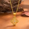 European & American Zircon Flower Four-Leaf Clover Women's Fashion Pendant Necklace