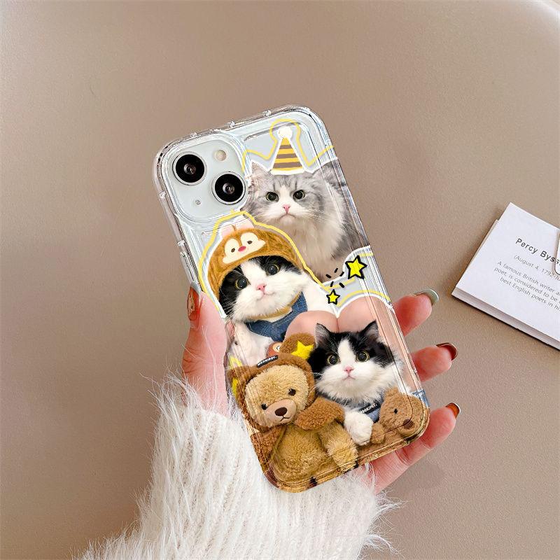 Cute Pet Cat Is Suitable for iPhone17ProMax Airbag Mobile Phone Case 16pro Apple 12/14 Couple Soft Case 15