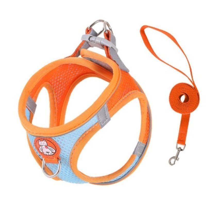 Katzengeschirr, Brust- und Schultergurt für Hunde im Westenstil, Atmungsaktiver Brust- und Schultergurt für Katzen und Hunde, Reflektierende Haustierleine, Teleskopisch