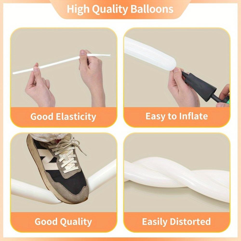 100pcs White Long Balloons for Tying Arch Twisting Balloon for Birthday Wedding Party Decorations