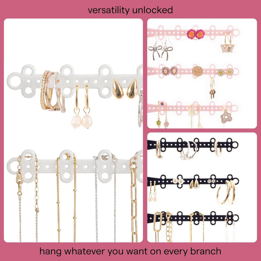 6-Tier 6" Wall Jewelry Organizer, Command Strips included for Easy Hanging, 120 Hole Earring Organizer, Necklace Organizer, Bracelet Holder, Ring