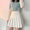 Women Mini Skirt Waist A-Line Skirt Solid Color with Shorts Lining Elastic High Short Skirt Versatile