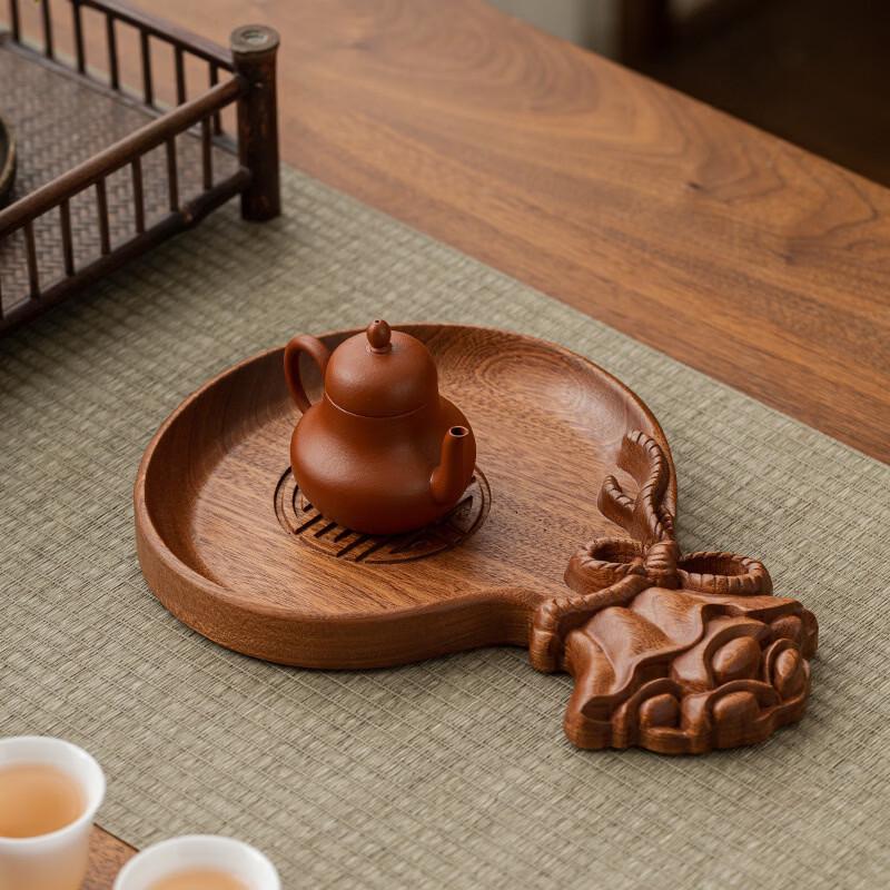 Chinese Style Wooden Decorative Tray with Fu Shou Design