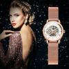 Mode Forsining Top Marke Damen Uhren Für Frauen Skelett Mechanische Uhr Netz Netz Edelstahl Weibliches Geschenk Uhr