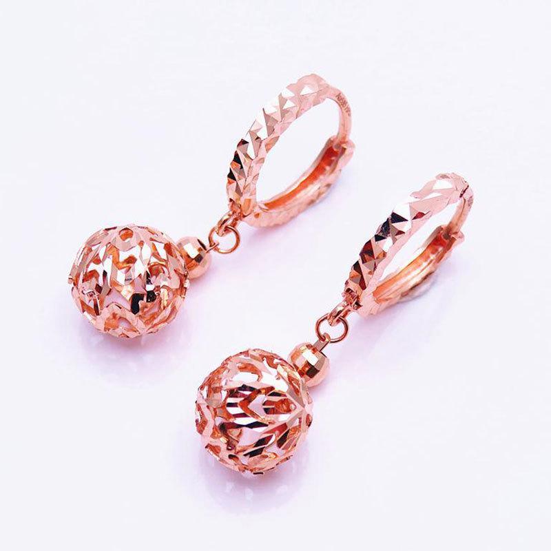 Фиолетовые Золотые Розовое Золото Полые Круглые Блестящие Шарики Серьги Женская Элегантность Характер Персонализированные Модные Серьги