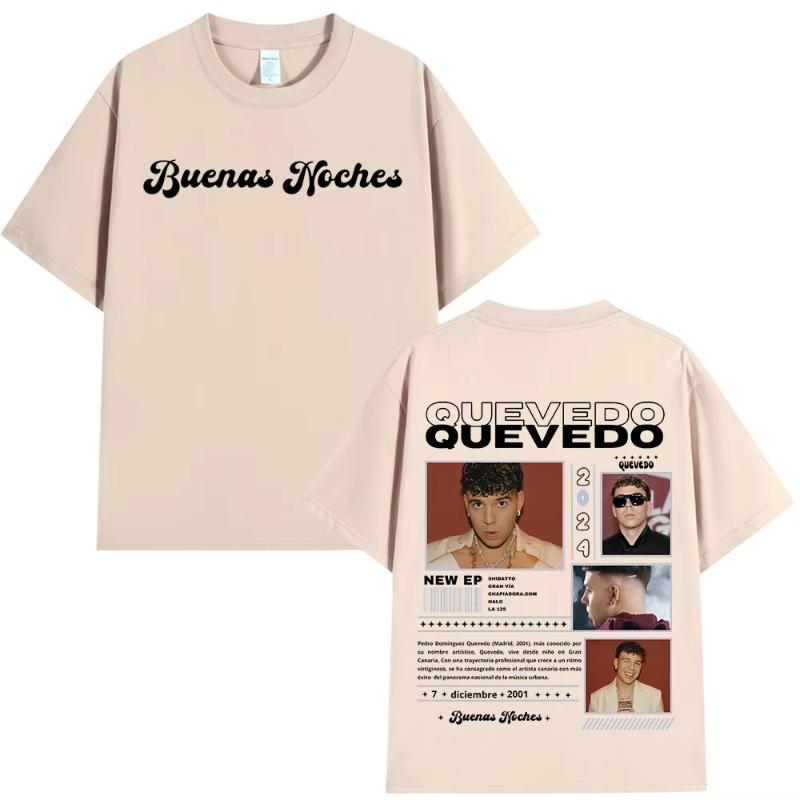 Rapper Quevedo Buenas Noches Tour 2025 T Shirt Unisex Women High Quality Tshirts Oversized Cotton Tshirt Streetwear Short Sleeve