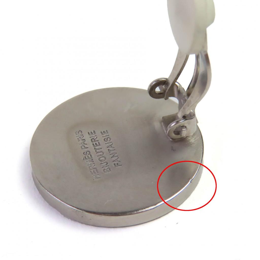 Excellent HERMES Earring Serie Crude Cell Shell Binaural Accessory Silver Used