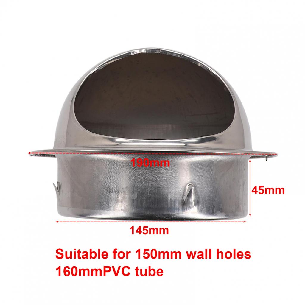 Silver Vent Cap Stainless Steel Windproof 75-200mm