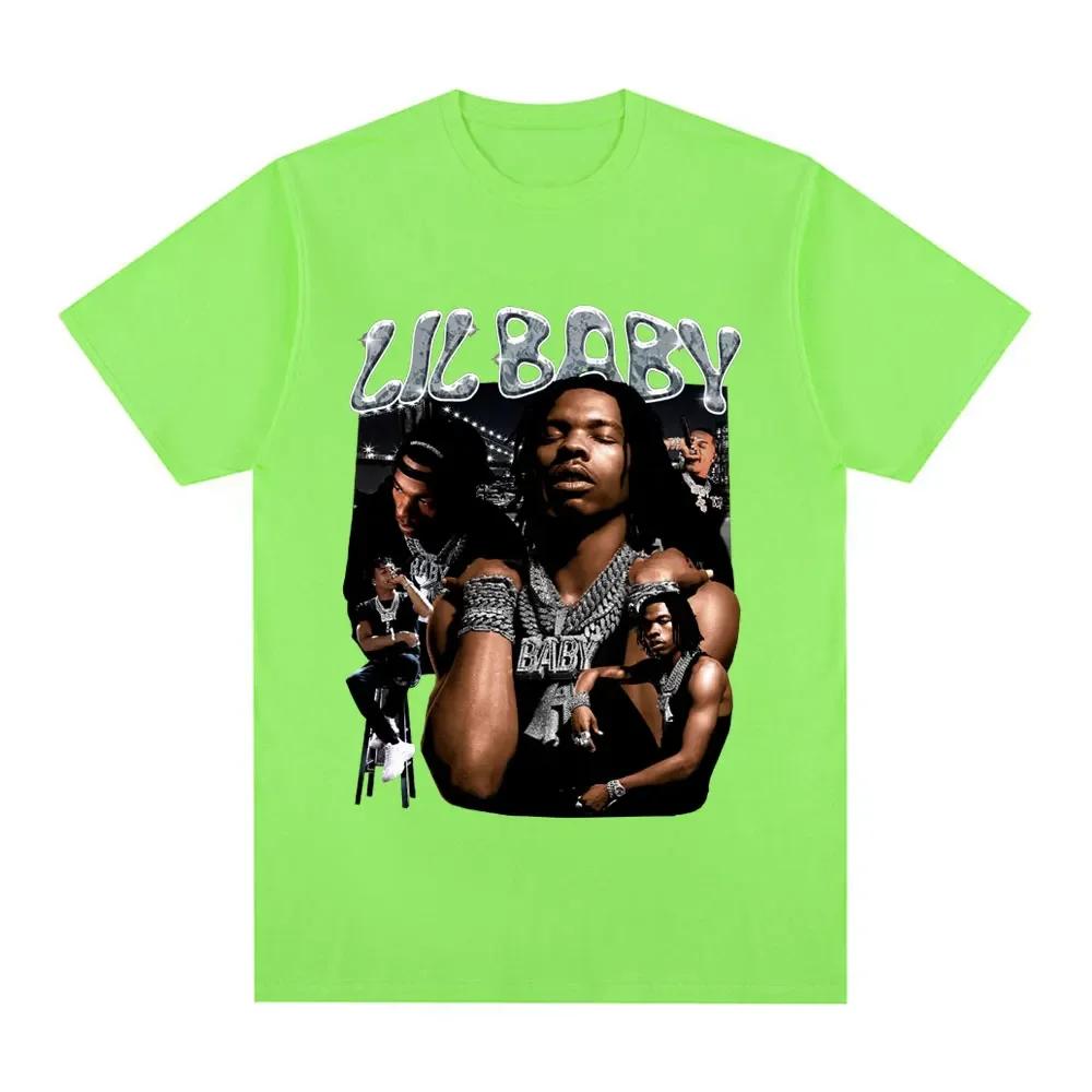 Hip Hop Rapper Lil Baby T Shirt Vintage Unisex Graphic Tee Shirt Oversized Cotton Casual Short Sleeve Oversized Tshirts Streetwear