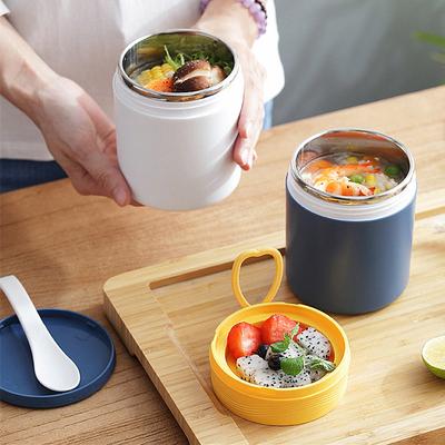 Portable Stainless Steel Thermal Lunch Box Insulated Soup Cup with Spoon Bento Food Containers Keep Hot for Children Tableware