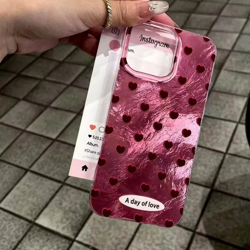 

Pink Background with Red Heart Phone Case for iPhone 17 Cases iPhone 16 15 14 13 12 11 Pro Max XS XR X 7 8 Plus 16E 17 Air Cover iPhone 11 Pro