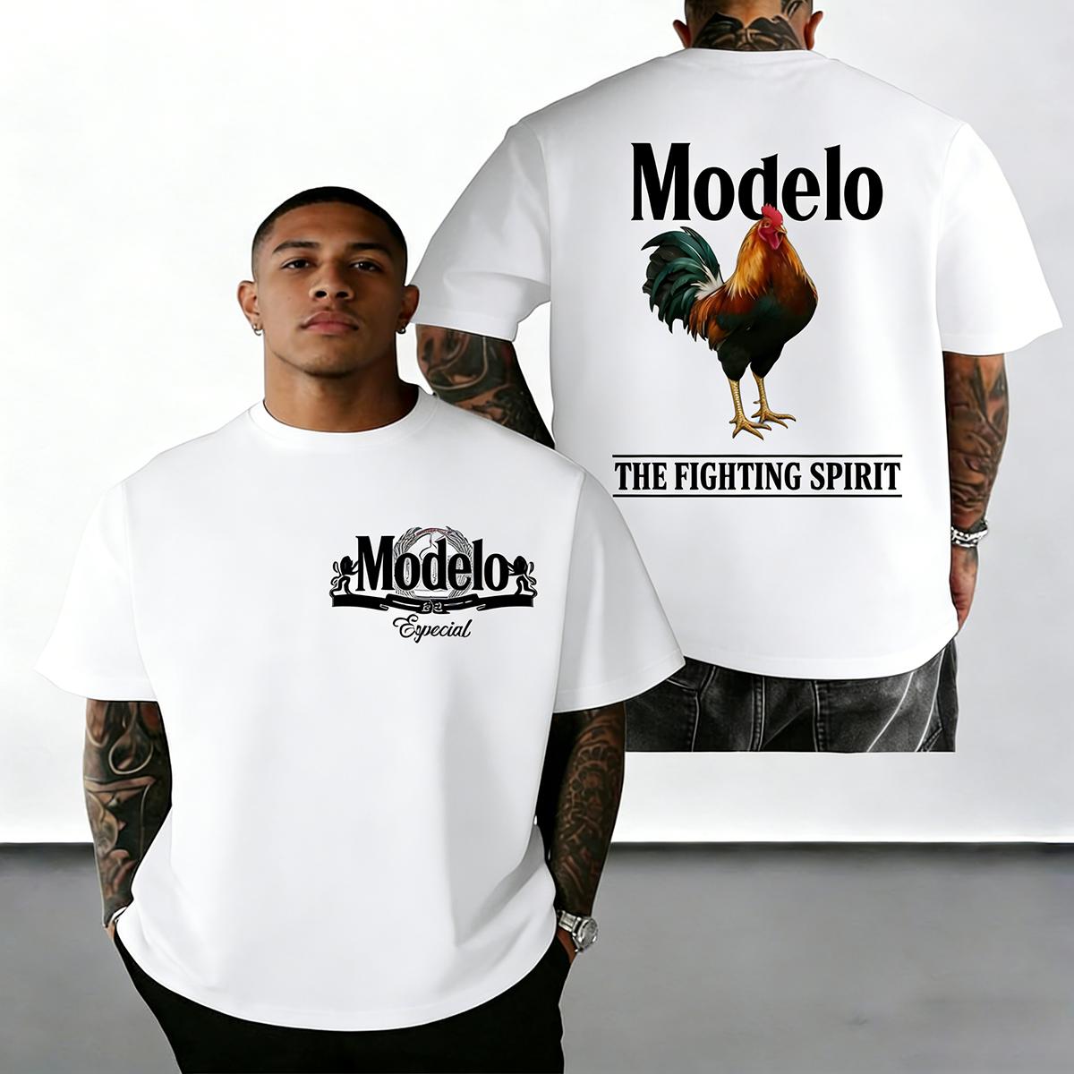 Modelo Fighting Spirit Rooster Shirt - Rooster With Crest And Vintage Mexican L