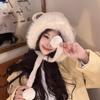 Cute plush bear hat Korean version thermal ear protection hat big head circumference cold protection pullover hat