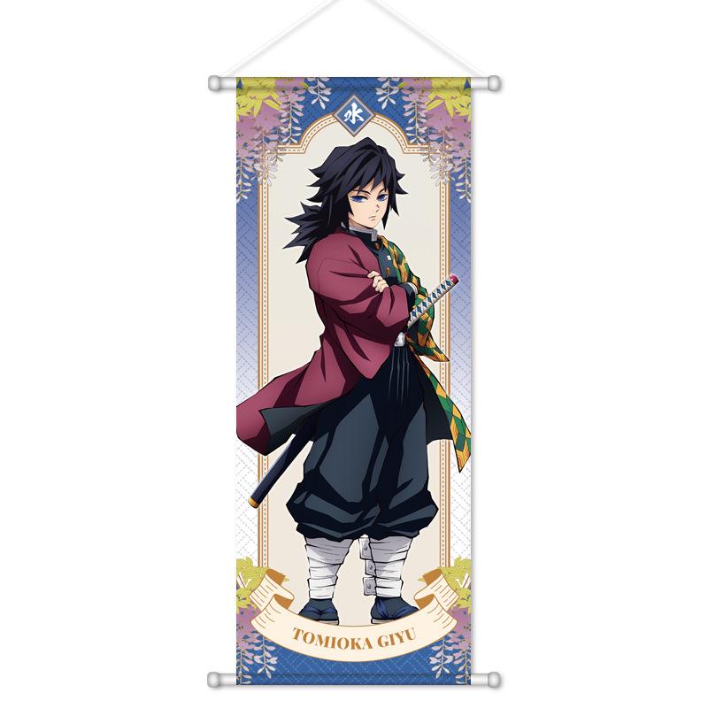 Wall Scroll Poster Tapestry Kamado Tanjiro Nezuko Kamado Giyu Tomioka Mitsuri Kanroji Anime Hanging Printing