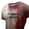 Men Halloween T-shirt Spooky Crew Neck Short Sleeve Tee Blood Stain Print T-shirt for Halloween Dress-up Horror Themed Party