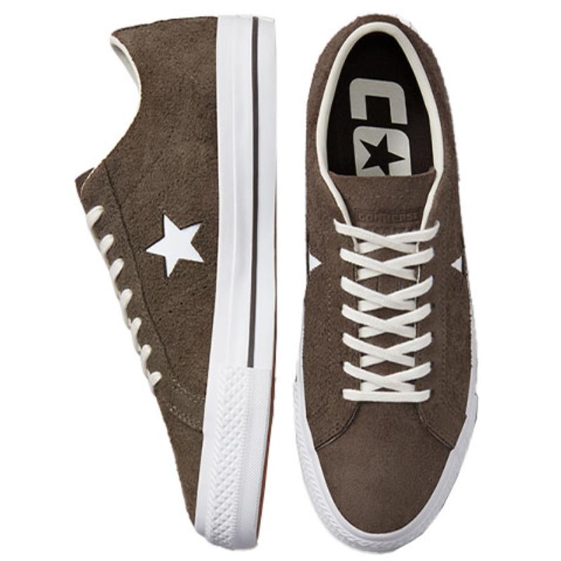 Converse One Star Pro Pro Non-Slip and Abrasion Resistant Low-Top Board Shoes Unisex Brown and White