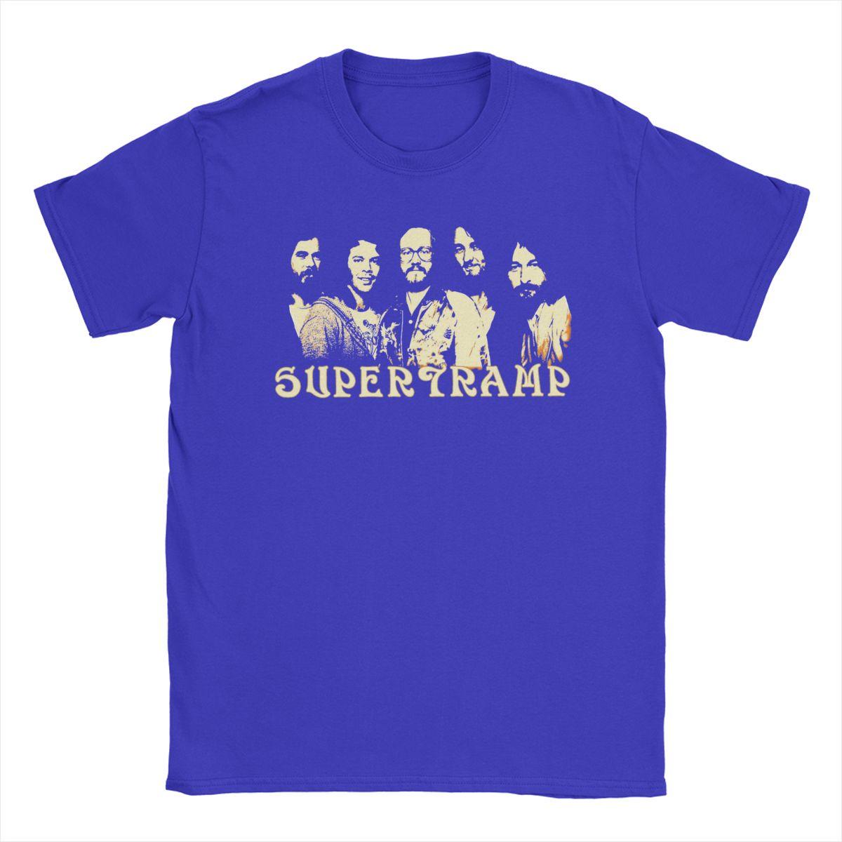 The best product for you Supertramp T-shirt voor Heren Puur Katoen Grappige T-shirts Ronde Hals Tees Kleding Korte Mouw Zomer M blauw