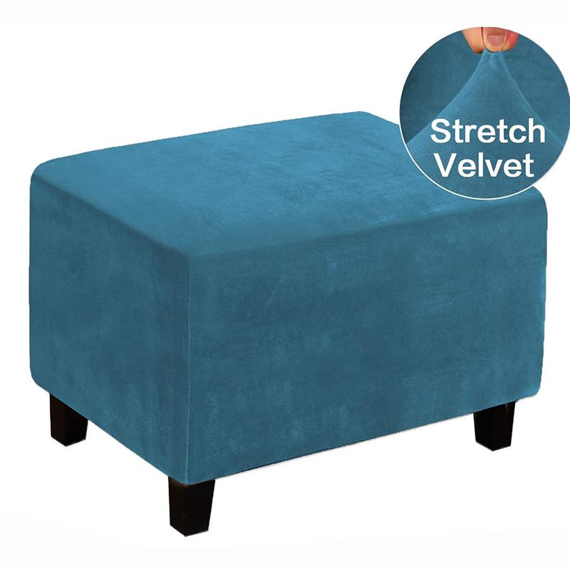 1 Stück Fußhocker-Schutz Einfarbig Samt Stretch Waschbar & Abnehmbar Bankhockerbezug Rechteckig Elastische Überwürfe